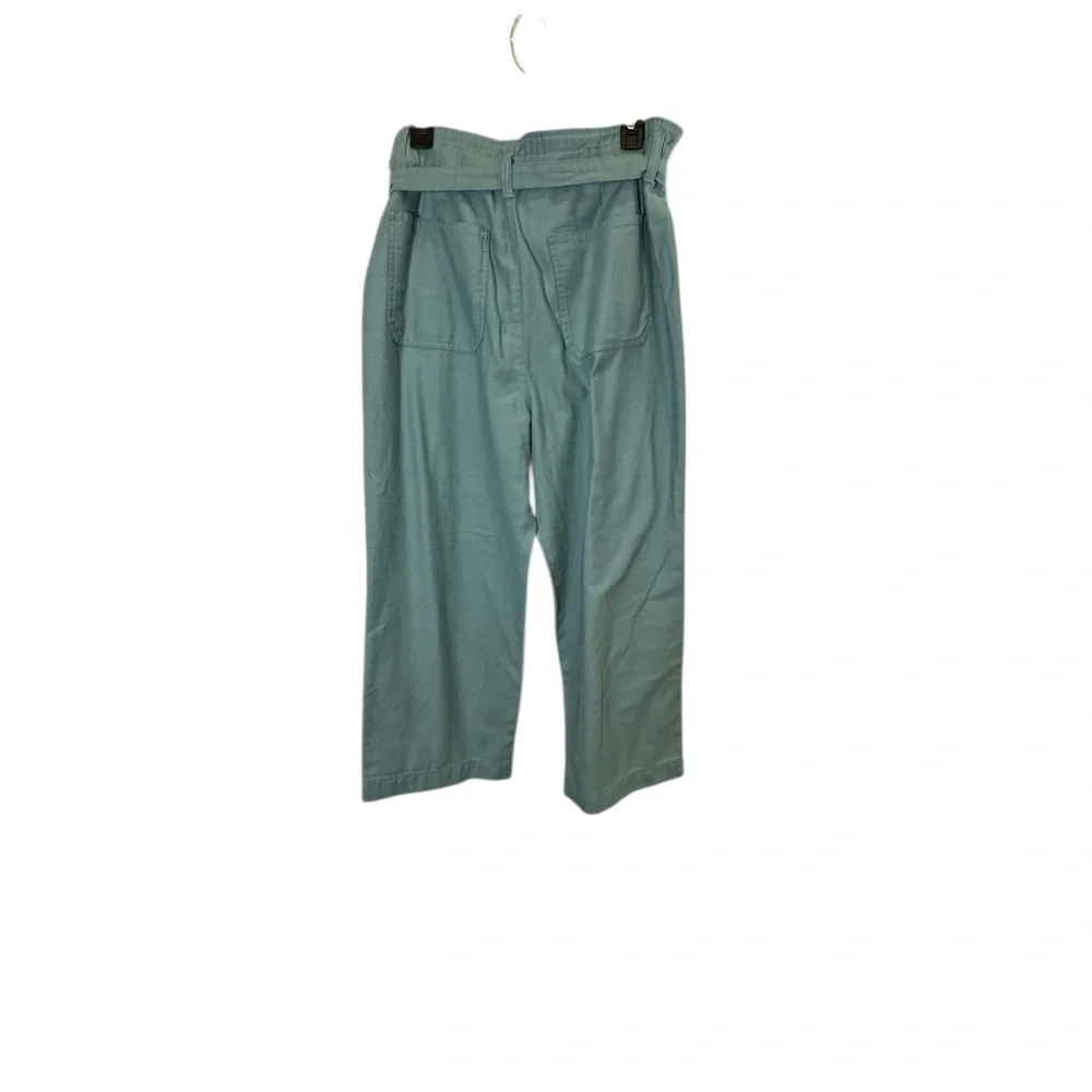 J. Crew Re-Imagined Seafoam Green Paperbag Pants with Tie Belt Cotton Sz 14